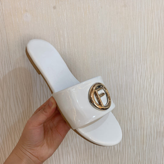 Damen Glamouröse Slide-Sandalen mit stylischem Logo-Akzent EB
