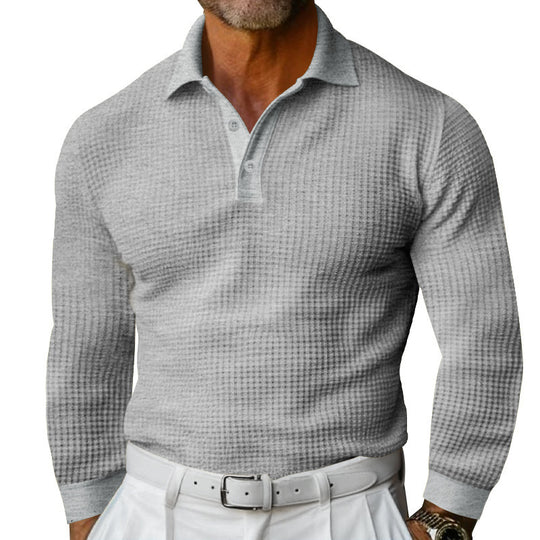 Herren Luxuriöses Langarm-Polohemd mit strukturiertem Design und modernen Details EB