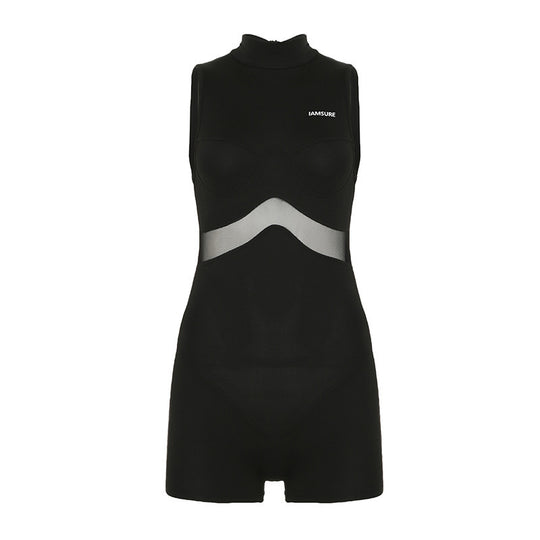 Damen Sportlicher Badesuit mit modernem Mesh-Design EB