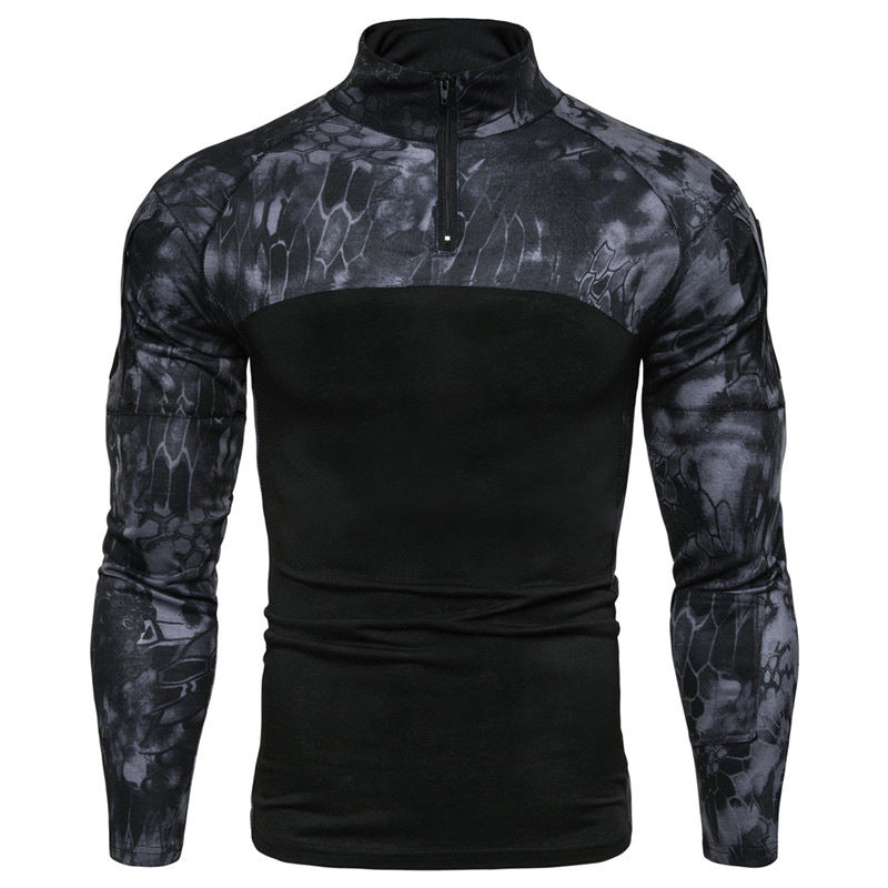Herren Funktionspullover mit Teilreißverschluss und modernem Camouflage-Design EB