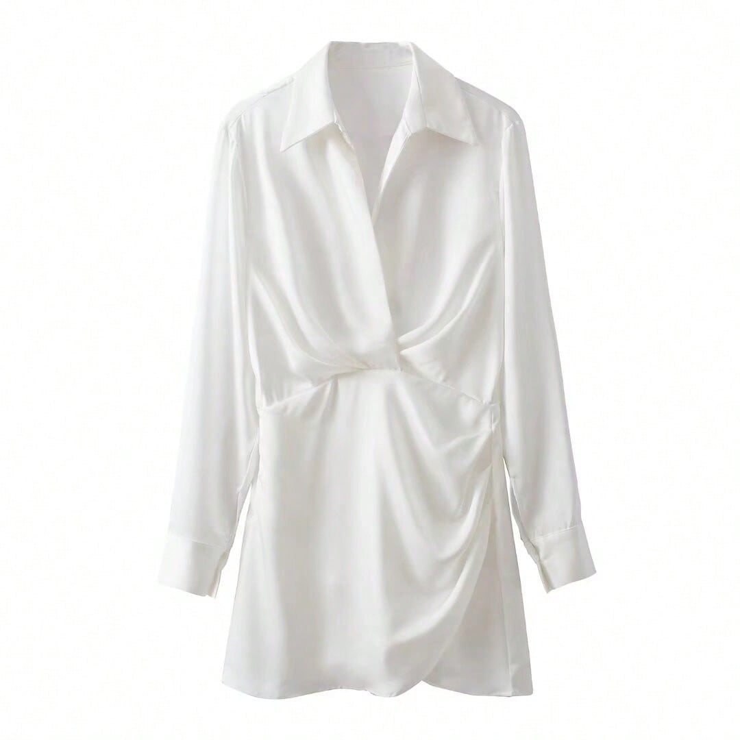 Damen elegantes Blusenshirt mit Knitter-Detail und figurformendem Schnitt EB