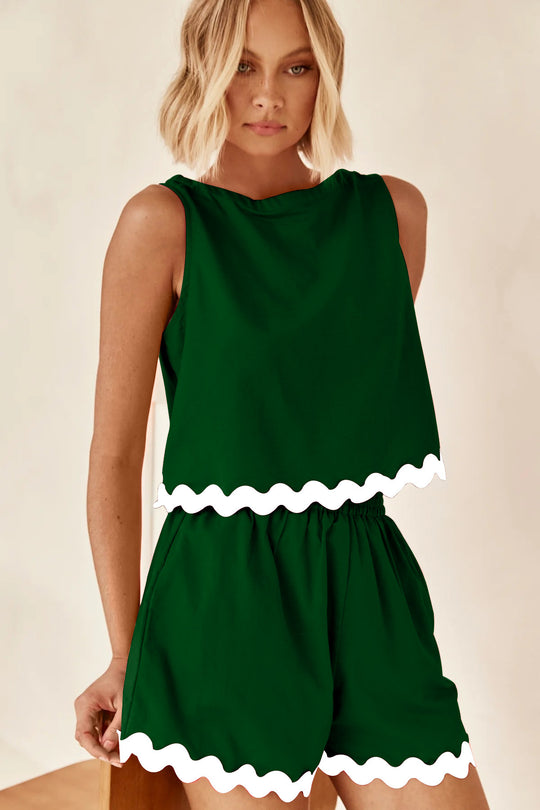 Damen Zweiteiler Set mit schickem Top und luftigen Shorts EB