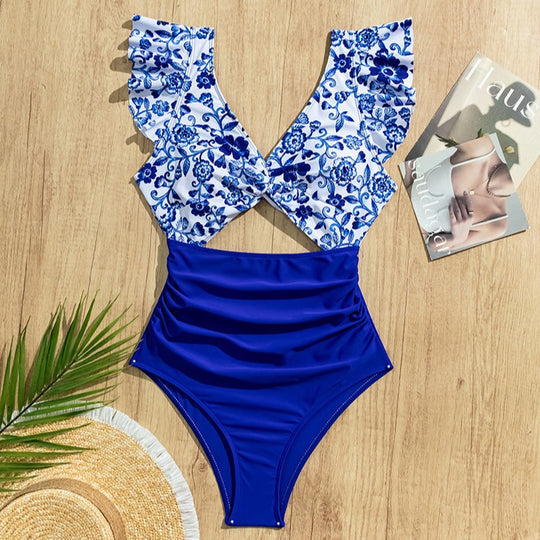 Damen Einteiler Badeanzug mit kreativen Cut-Out Designs EB