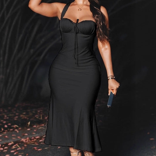 Damen Elegantes Maxikleid mit raffinierten Trägerdetails und figurbetonter Silhouette EB