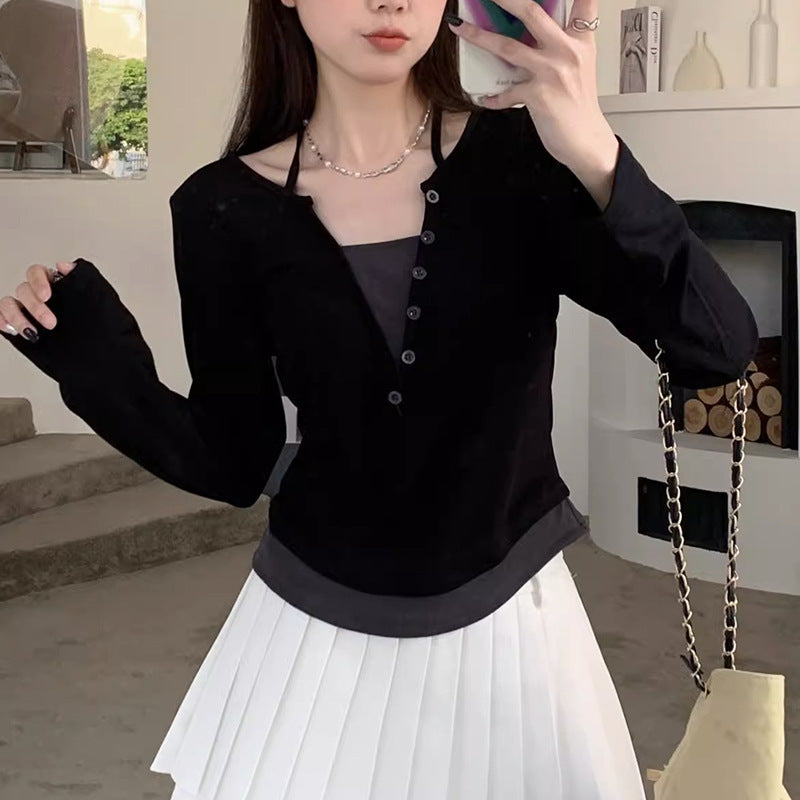 Damen Langarmshirt mit modernem Knopfleistentwurf und lässigem Schnitt EB