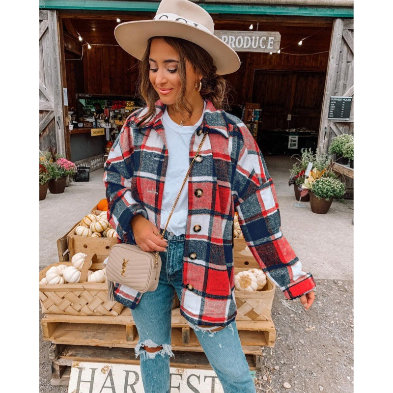 Damen Karierte Flanelljacke EB