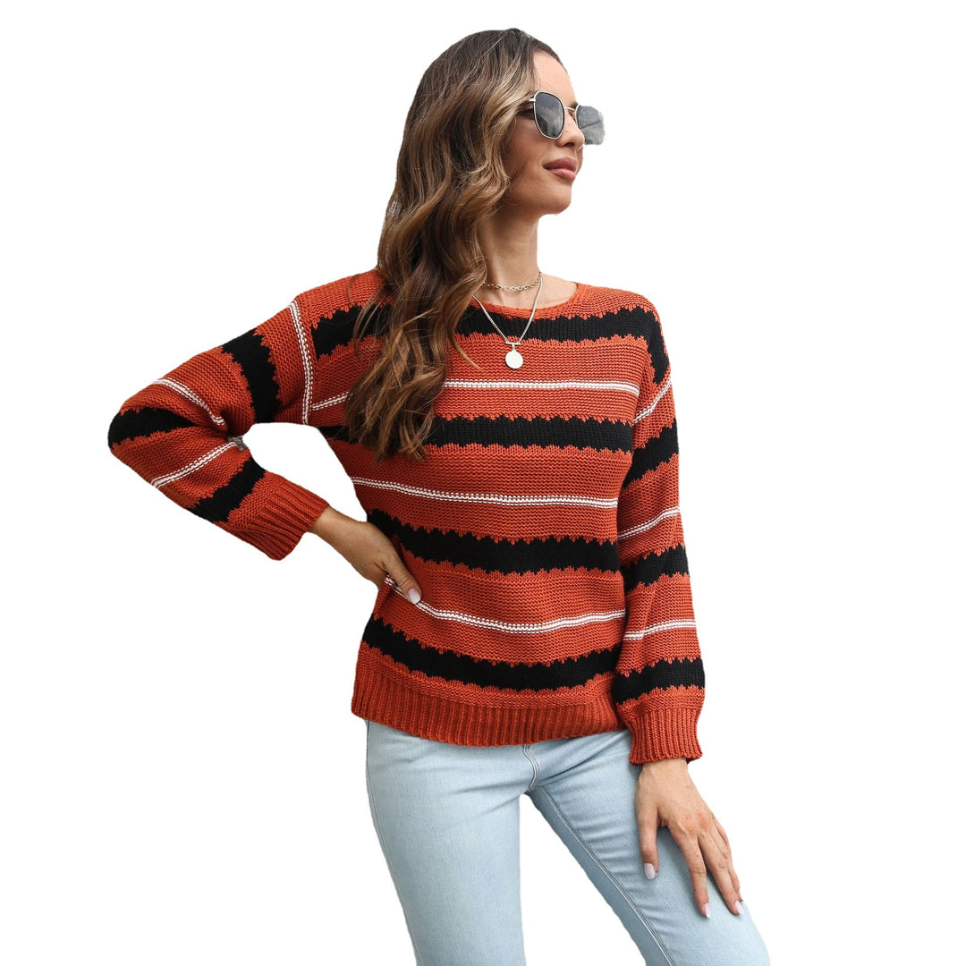 Damen Strickpullover mit modischem Streifenmuster EB
