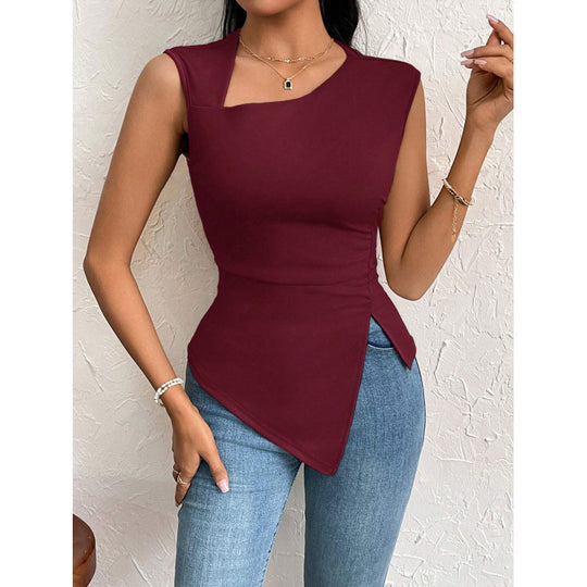Damen Schnittiges Oberteil mit asymmetrischem Saum und figurbetontem Design EB