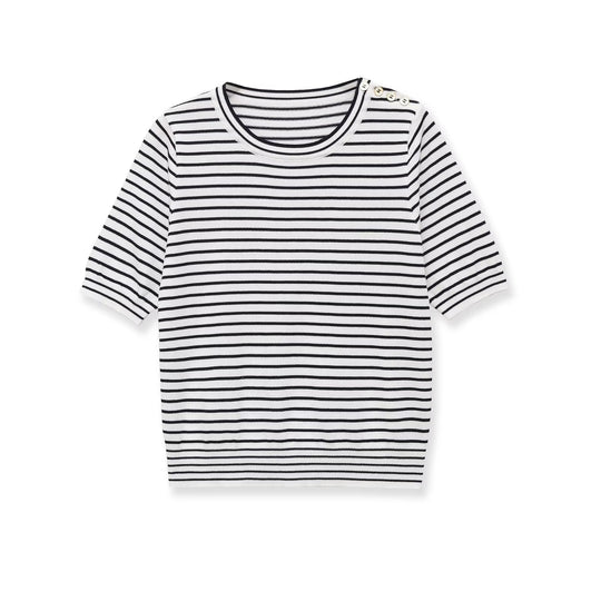 Damen gestreiftes T-Shirt mit kurzen Ärmeln EB