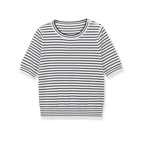 Damen gestreiftes T-Shirt mit kurzen Ärmeln EB