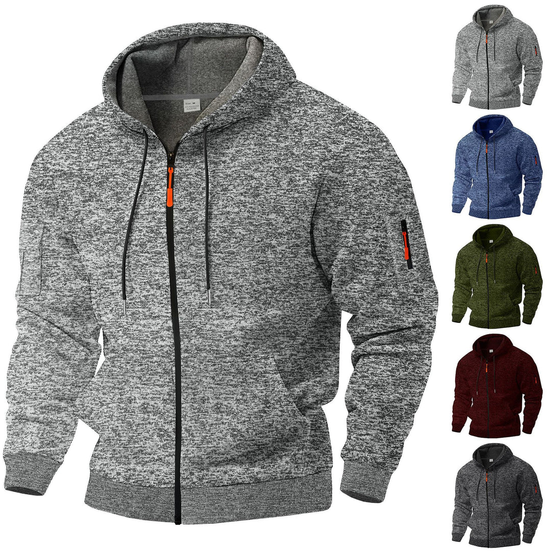 Herren sportlicher Kapuzenpullover mit atmungsaktiver Struktur und farblich abgesetzten Reißverschluss-Details EB
