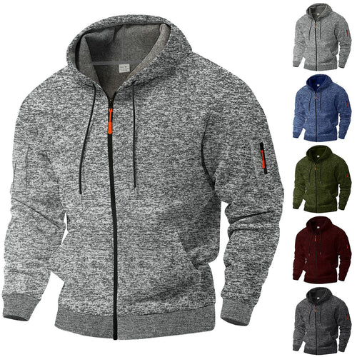 Herren sportlicher Kapuzenpullover mit atmungsaktiver Struktur und farblich abgesetzten Reißverschluss-Details EB
