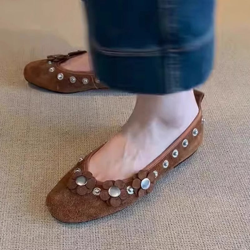 Damen Ballerinas mit floralem Applikationsdesign und glitzernden Akzenten EB