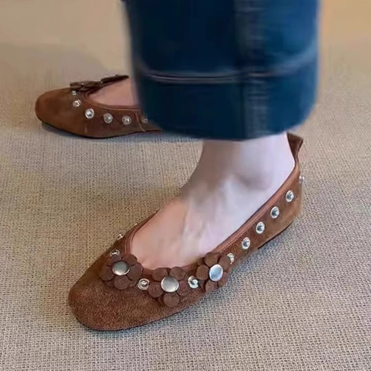 Damen Ballerinas mit floralem Applikationsdesign und glitzernden Akzenten EB