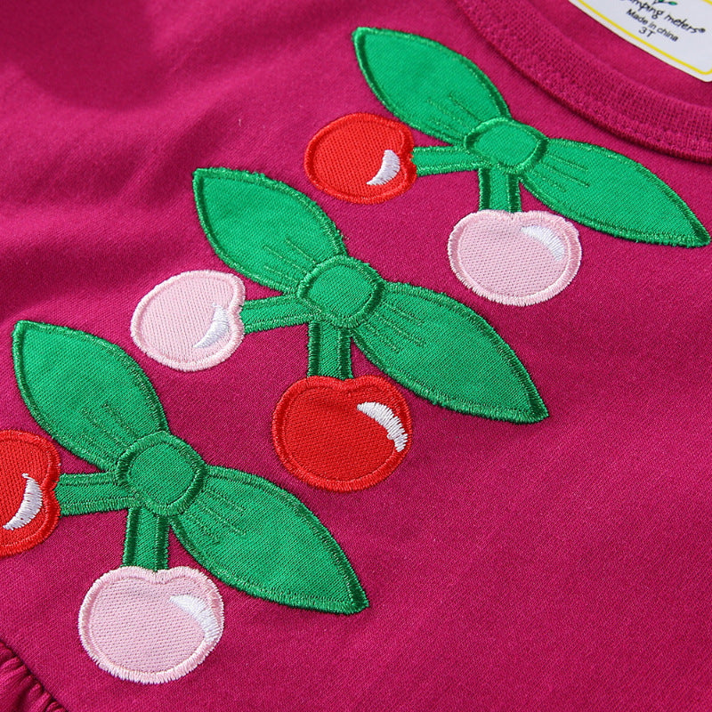 Mädchen Freizeitkleid mit niedlichem Kirsch-Motiv und Rüschen EB