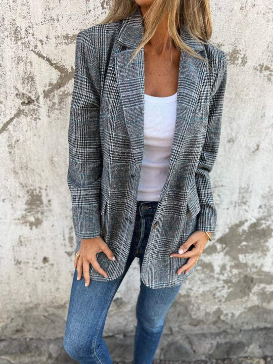 Damen Karierter Blazer Damen