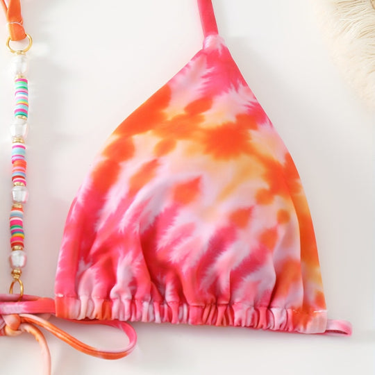 Damen Triangel-Bikini mit modischem Bindeband-Design EB