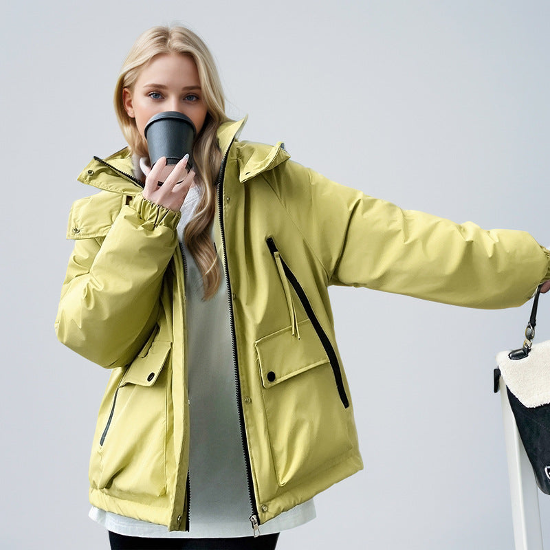 Damen sportliche Übergangsjacke mit vielfältigen Taschen und verstellbarem Kragen EB