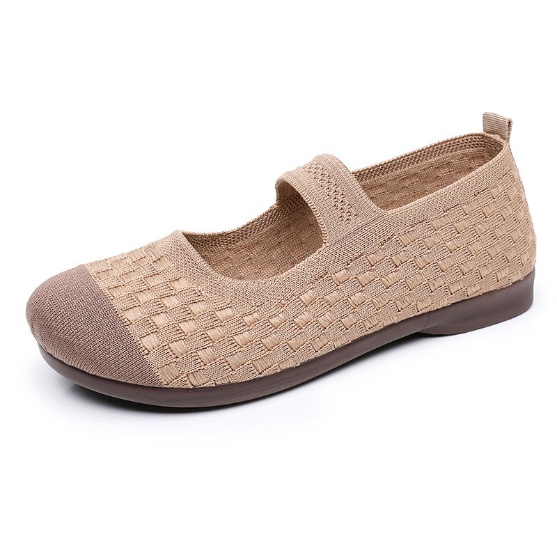 Damen Bequeme Ballerinas mit flexiblem Gummiband und atmungsaktivem Obermaterial EB