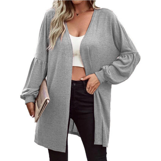 Damen Oversize Cardigan mit eleganten Puffärmeln EB