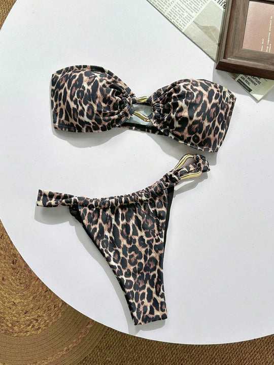 Damen Bandeau-Bikini mit dekorativem Schmuckdetail EB