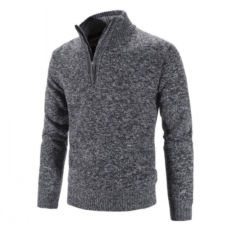 Herren modischer Strickpullover mit halbem Reißverschluss und strukturiertem Design EB