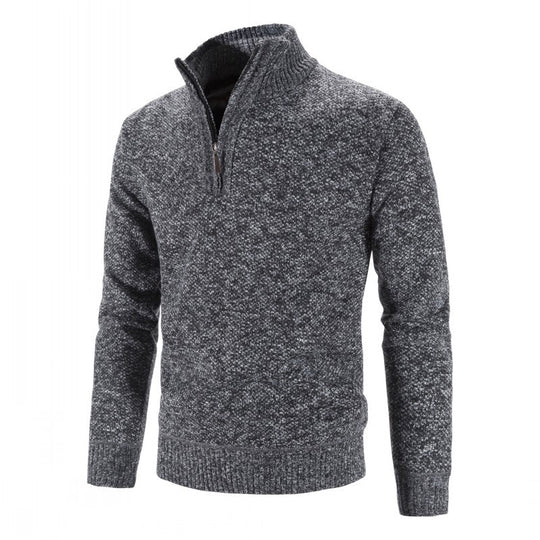 Herren modischer Strickpullover mit halbem Reißverschluss und strukturiertem Design EB