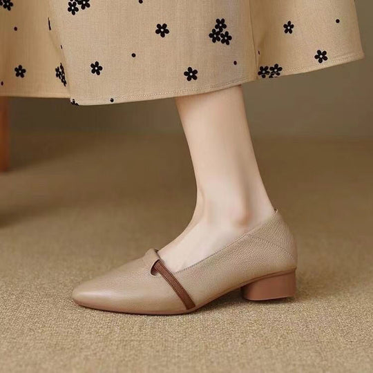 Damen Elegante Ballerinas mit komfortablem Blockabsatz und modischem Riemen EB