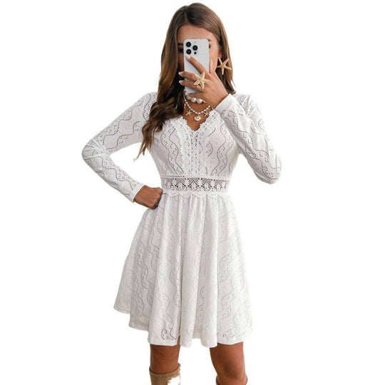 Damen Freizeitkleid mit dekorativer Spitzenverzierung EB