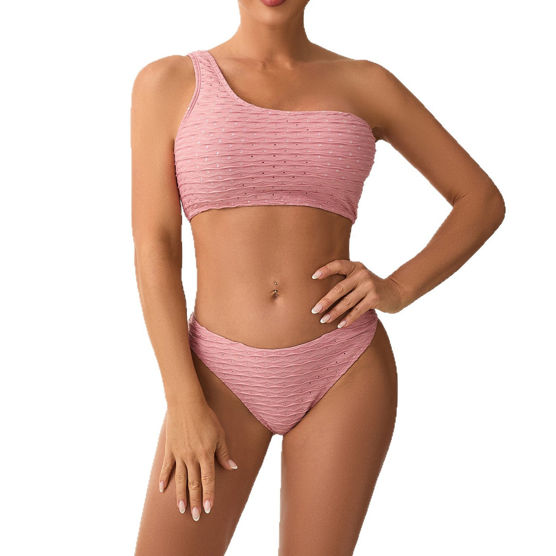 Damen asymmetrisches Bikiniset mit strukturierter Oberfläche EB