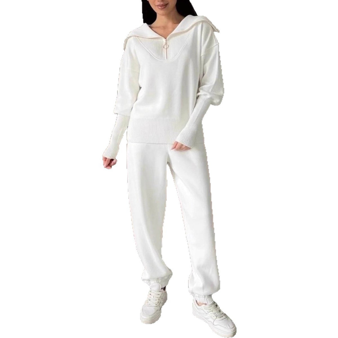 Damen sportliches Set aus weichem Fleece mit Stehkragen und elastischem Bund EB