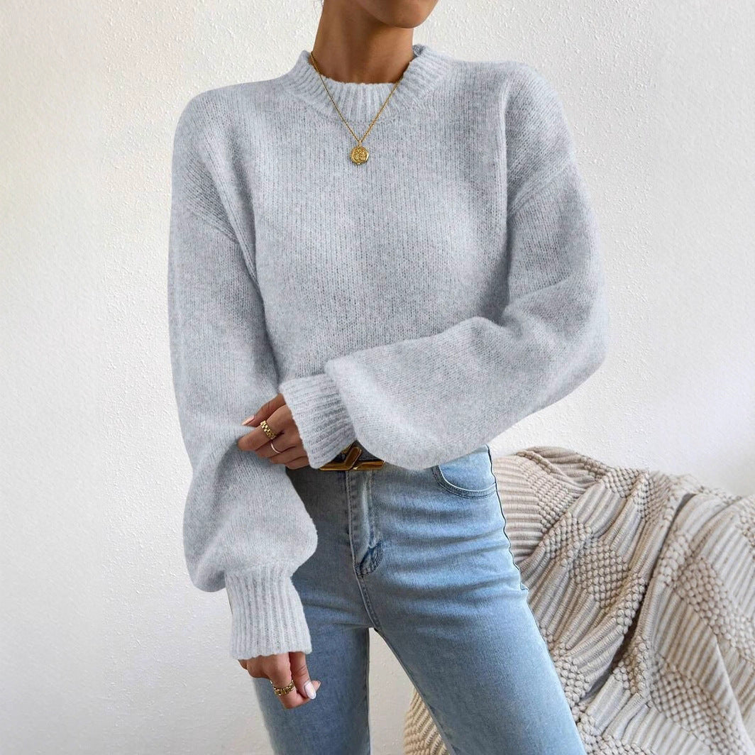Damen Kuschelpullover mit weitem Schnitt und hochgeschlossenem Kragen EB