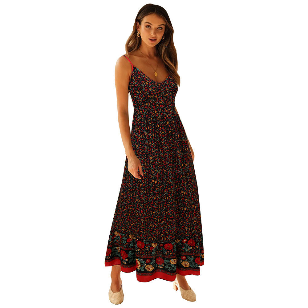 Damen Maxikleid mit floralem Druck und romantischem Saum EB