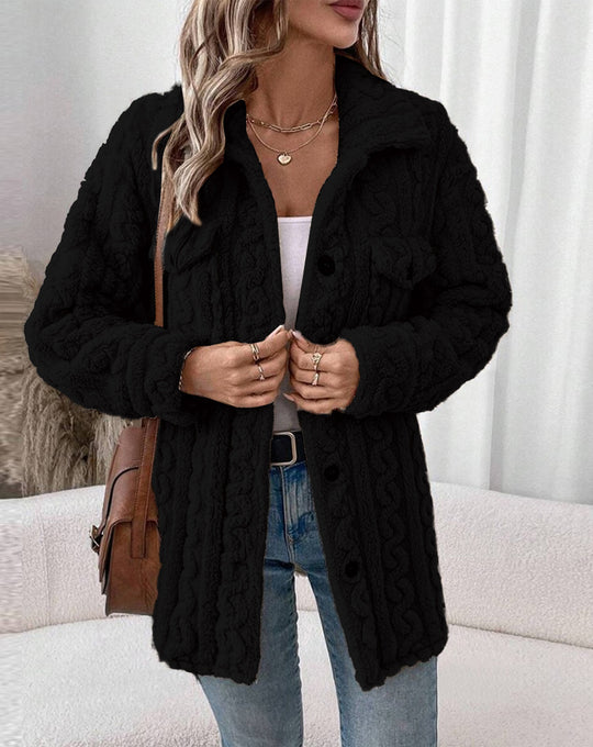 Damen Strickjacke mit Struktur und aufgesetzten Taschen EB