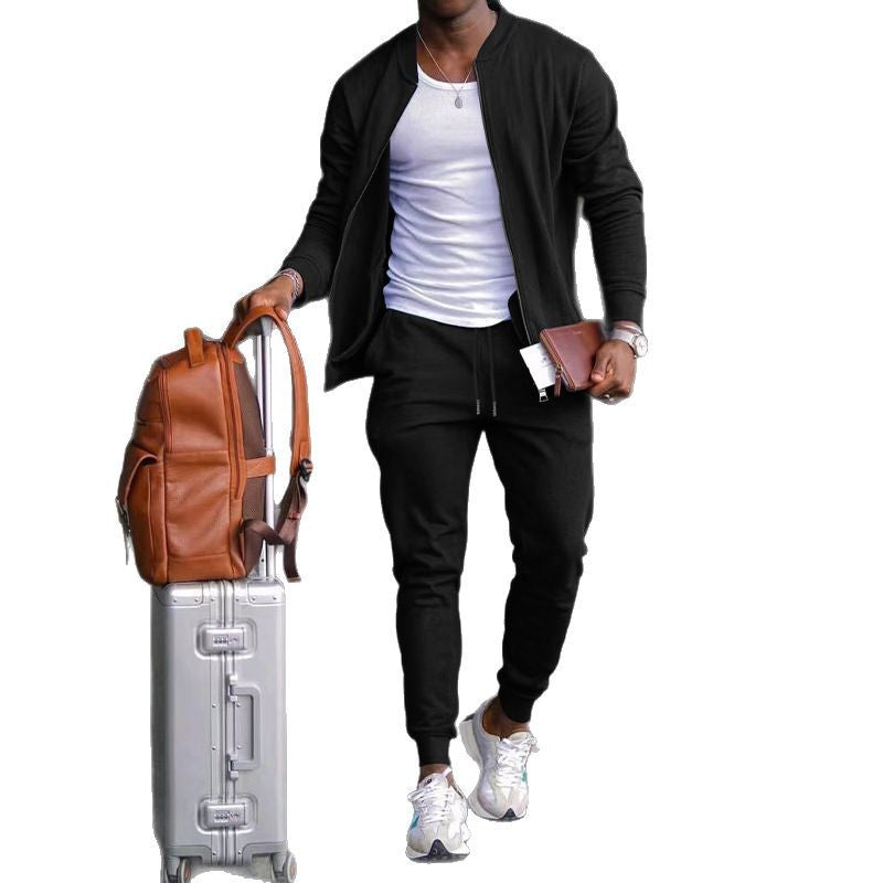Herren nan sportives Freizeitset mit Bomberjacke und tapered Jogginghose aus Baumwollmix EB
