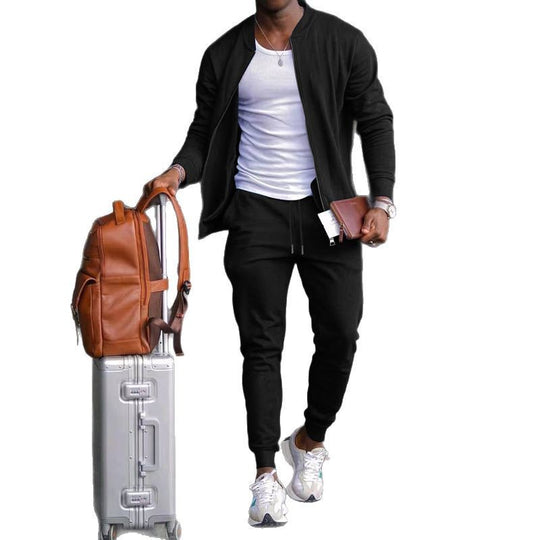 Herren nan sportives Freizeitset mit Bomberjacke und tapered Jogginghose aus Baumwollmix EB