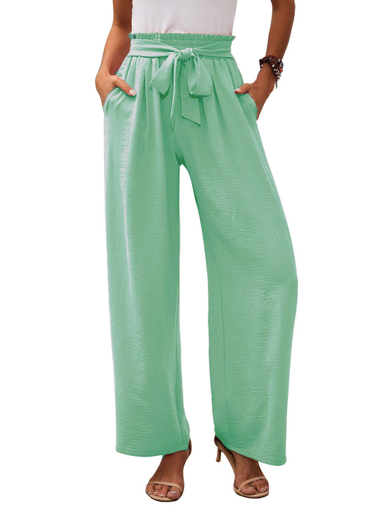 Damen weite Palazzo-Hose mit elastischem Bund und Bindegürtel EB