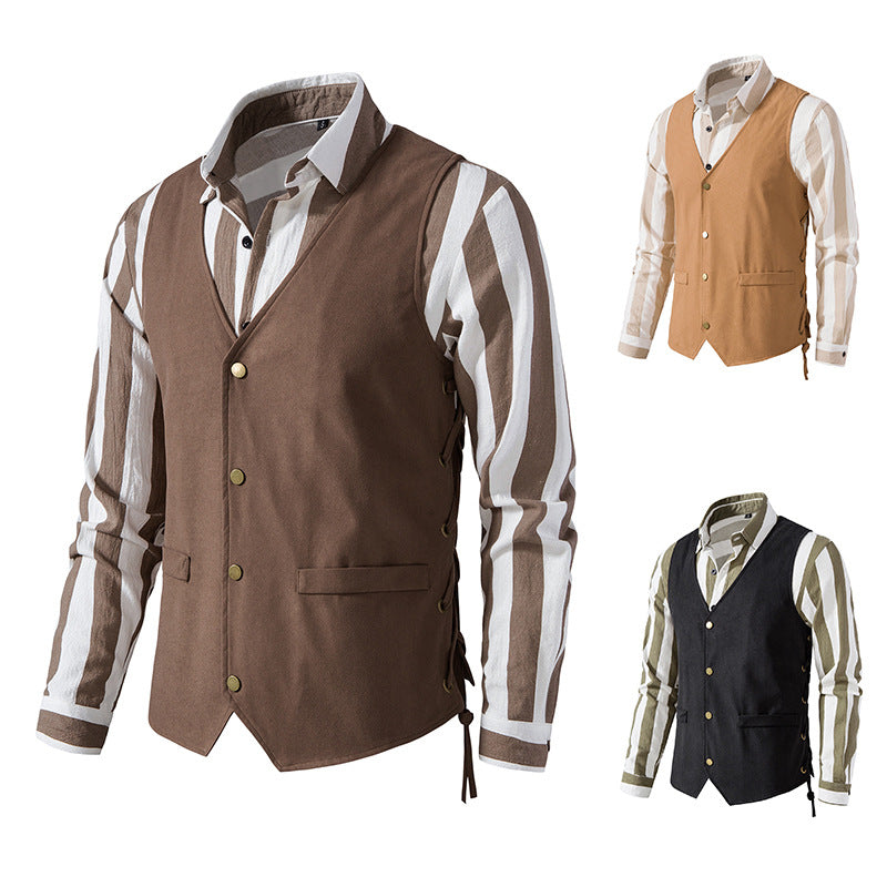 Herren elegante Weste mit feinem Stoff und praktischen Taschen EB