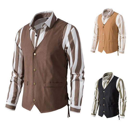 Herren elegante Weste mit feinem Stoff und praktischen Taschen EB