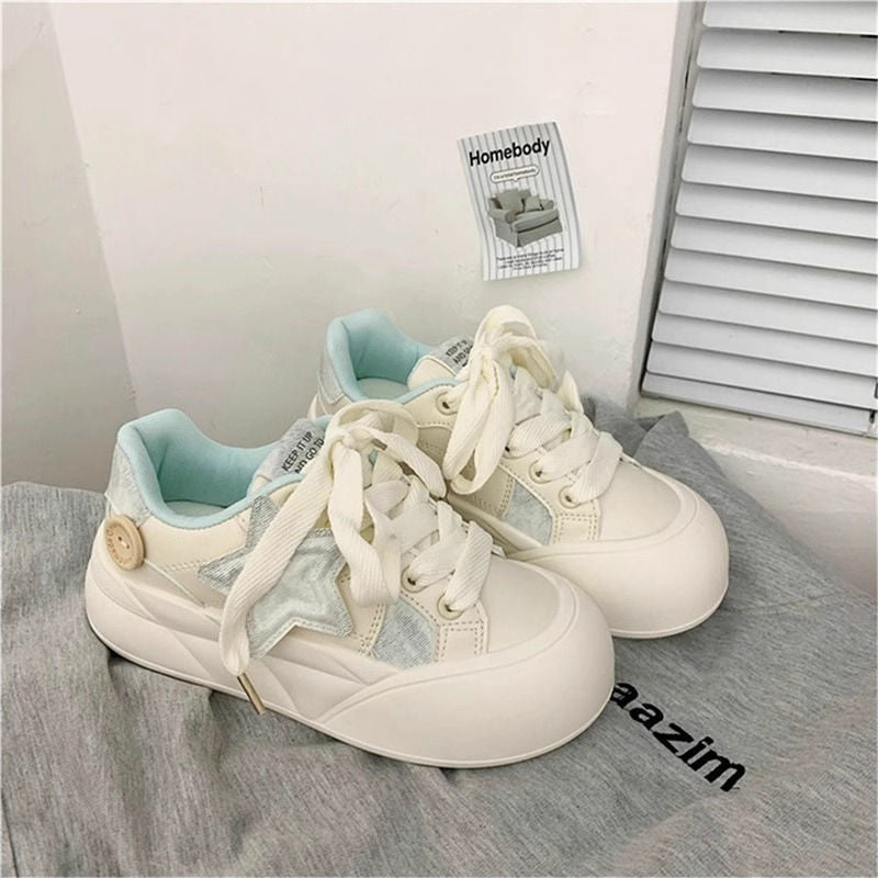 Damen modische Sneakers mit dekorativem Sternenapplikation und dämpfender Sohle EB