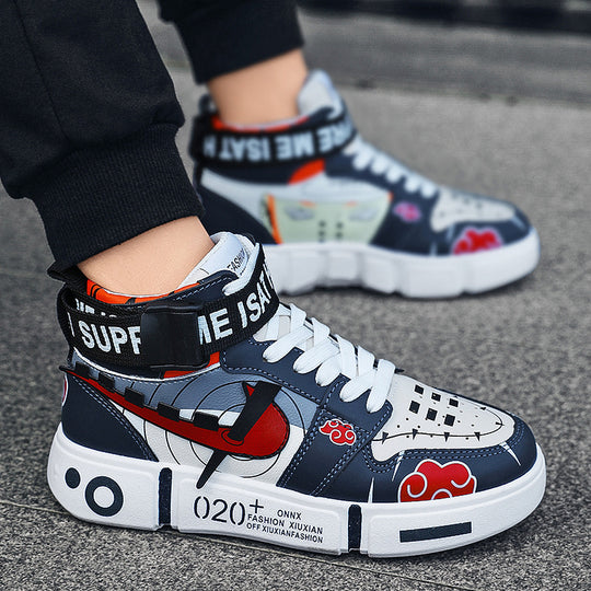 Damen Sportliche High-Top Sneakers mit farbenfrohem Grafikdesign EB