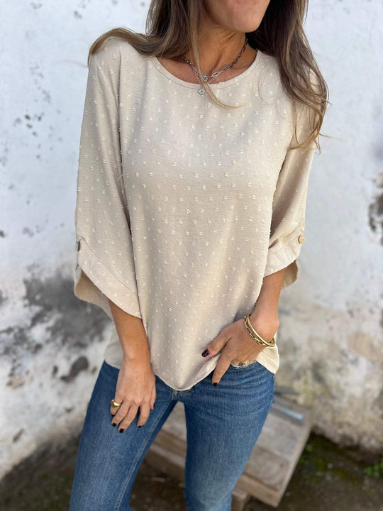 Damen lässige Bluse mit dekorativem Punktedesign EB
