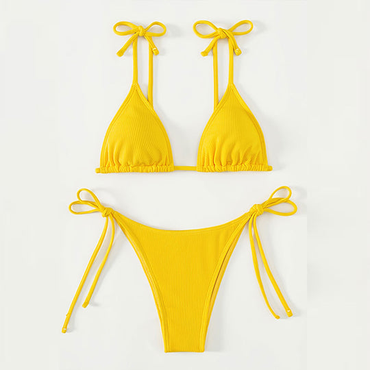 Damen Triangel-Bikini mit verstellbaren Trägern und hohem Beinausschnitt EB