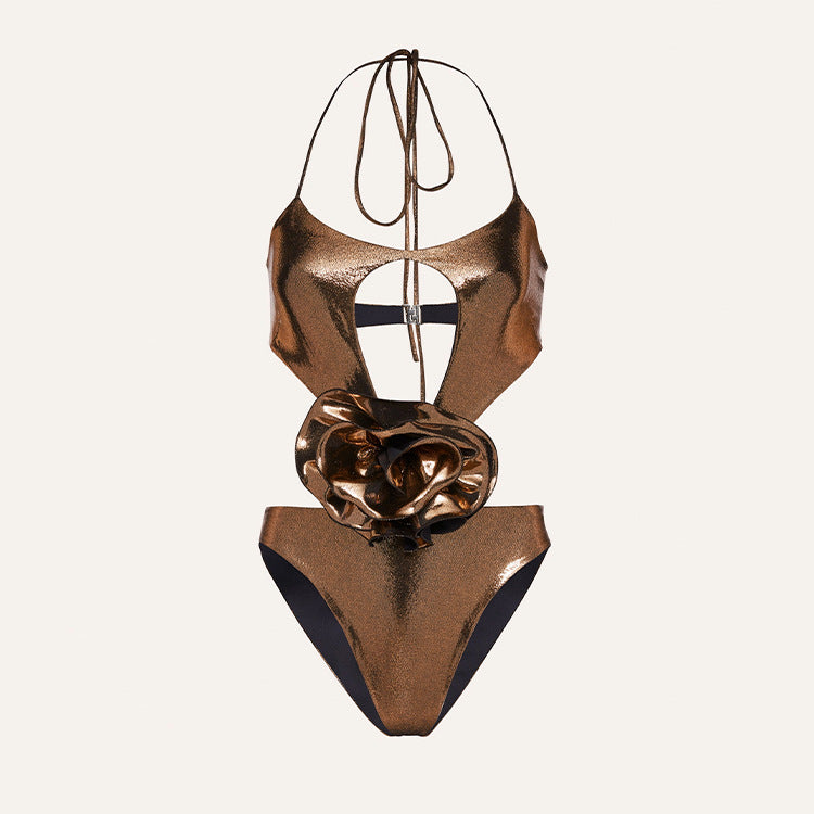 Damen Cut-Out Badeanzug mit kunstvollem Rüschendetail EB