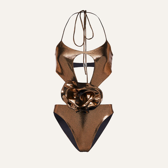 Damen Cut-Out Badeanzug mit kunstvollem Rüschendetail EB
