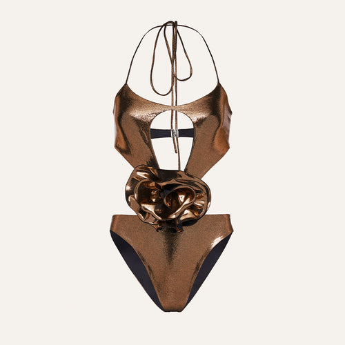 Damen Cut-Out Badeanzug mit kunstvollem Rüschendetail EB