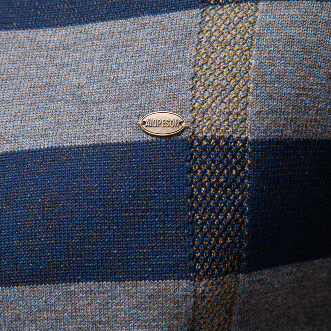 Herren Langarm Pullover mit modernem Karo-Muster und weichem Strick EB