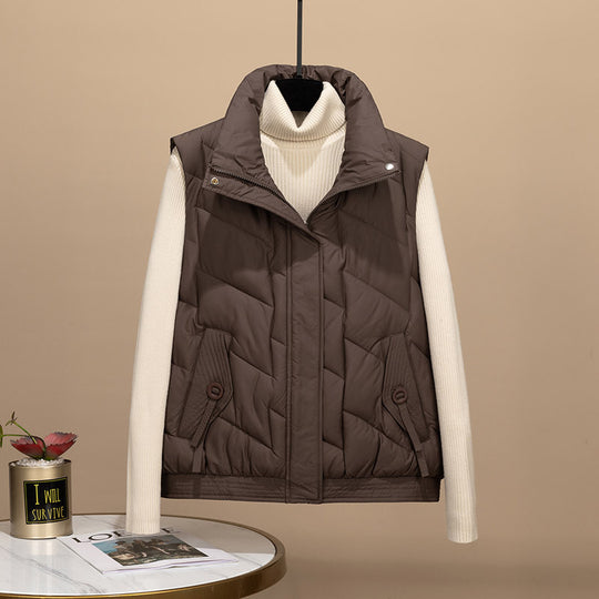 Damen Modische und funktionale Steppjacke mit hohem Kragen und Taschen EB