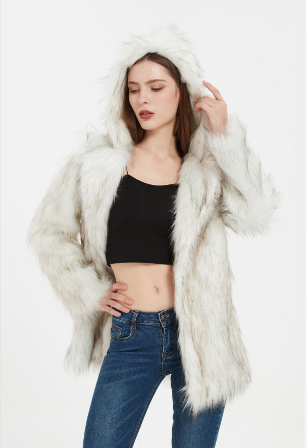 Damen Coole und lässige Kunstpelzjacke EB