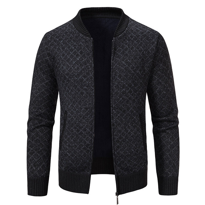Herren Urbaner Strickjacke mit asymmetrischem Reißverschluss, hohem Kragen und modernen Details EB
